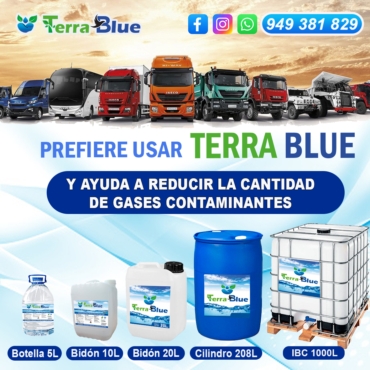 PREFIER USAR TERRA BLUE Y AYUDA A REDUCIR LA CONTAMICION DE GASES